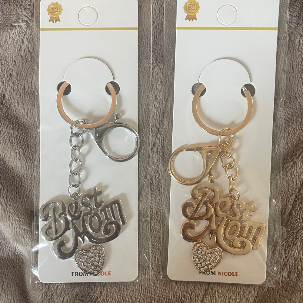 Best Mom keychain purse charm choose Gold or Silver tone nwt rhinestone